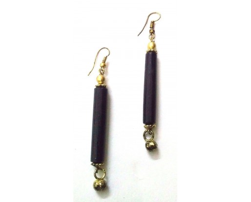 Handmade Painted Wooden Wood Earrings Jhumki Ethnic Chic Boho Drop Long EA306